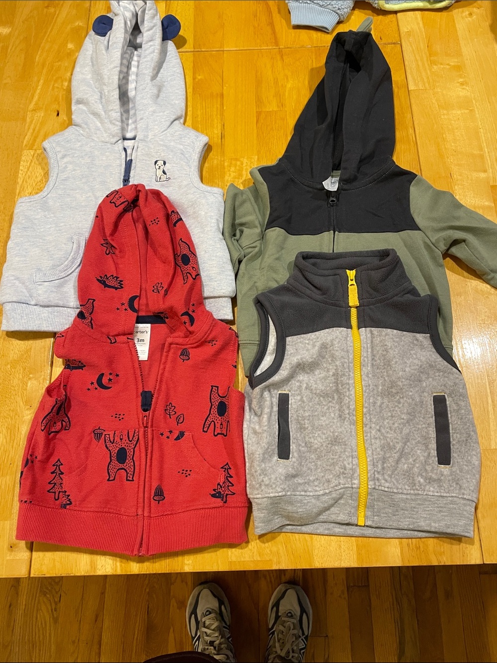 Carter's Red Hooded Toddler Vest with Forest Print